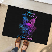 Wings Skull Rubber Doormat Heaven Don't Want Me Hell Afraid I Take Over - Wonder Print Shop