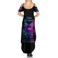 Wings Skull Summer Maxi Dress Heaven Don't Want Me Hell Afraid I Take Over - Wonder Print Shop