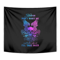Wings Skull Tapestry Heaven Don't Want Me Hell Afraid I Take Over - Wonder Print Shop