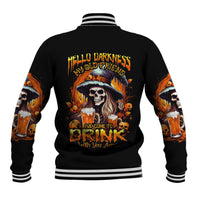 Witch Skull Baseball Jacket Hello Darkness My Old Friend I Come To Drink With You - Wonder Print Shop