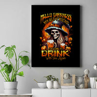 Witch Skull Canvas Wall Art Hello Darkness My Old Friend I Come To Drink With You - Wonder Print Shop