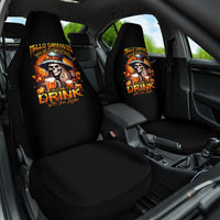 Witch Skull Car Seat Cover Hello Darkness My Old Friend I Come To Drink With You - Wonder Print Shop