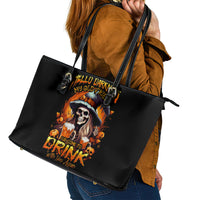 Witch Skull Leather Tote Bag Hello Darkness My Old Friend I Come To Drink With You - Wonder Print Shop