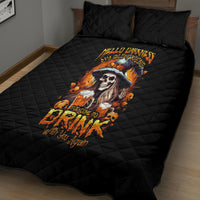 Witch Skull Quilt Bed Set Hello Darkness My Old Friend I Come To Drink With You - Wonder Print Shop