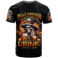 Witch Skull T Shirt Hello Darkness My Old Friend I Come To Drink With You - Wonder Print Shop