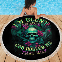 Tropical Skull Beach Blanket I'm Blunt Because God Rolled Me That Way - Wonder Print Shop