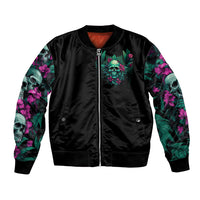 Tropical Skull Bomber Jacket I'm Blunt Because God Rolled Me That Way - Wonder Print Shop