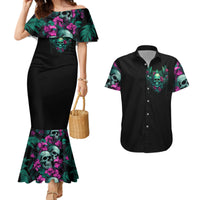 Tropical Skull Couples Matching Mermaid Dress and Hawaiian Shirt I'm Blunt Because God Rolled Me That Way - Wonder Print Shop