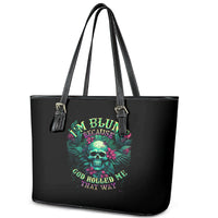 Tropical Skull Leather Tote Bag I'm Blunt Because God Rolled Me That Way - Wonder Print Shop