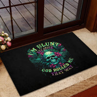 Tropical Skull Rubber Doormat I'm Blunt Because God Rolled Me That Way - Wonder Print Shop