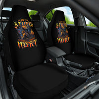 Jack O Lantern Skull Car Seat Cover I Can Fix Stupid But It's Gonna Hurt - Wonder Print Shop