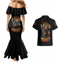 Jack O Lantern Skull Couples Matching Mermaid Dress and Hawaiian Shirt I Can Fix Stupid But It's Gonna Hurt - Wonder Print Shop