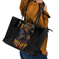 Jack O Lantern Skull Leather Tote Bag I Can Fix Stupid But It's Gonna Hurt - Wonder Print Shop