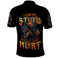 Jack O Lantern Skull Polo Shirt I Can Fix Stupid But It's Gonna Hurt - Wonder Print Shop