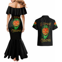 Jack O Lantern Skull Couples Matching Mermaid Dress and Hawaiian Shirt I Smell Children - Wonder Print Shop