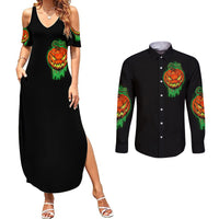 Jack O Lantern Skull Couples Matching Summer Maxi Dress and Long Sleeve Button Shirts I Smell Children - Wonder Print Shop