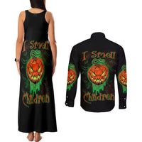 Jack O Lantern Skull Couples Matching Tank Maxi Dress and Long Sleeve Button Shirts I Smell Children - Wonder Print Shop