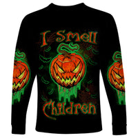 Jack O Lantern Skull Long Sleeve Shirt I Smell Children - Wonder Print Shop