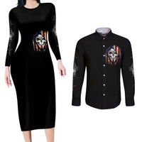 American Skull Couples Matching Long Sleeve Bodycon Dress and Long Sleeve Button Shirts Grumpy Old Man Motherfuckers Who Make Me Angry - Wonder Print Shop