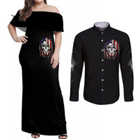 American Skull Couples Matching Off Shoulder Maxi Dress and Long Sleeve Button Shirts Grumpy Old Man Motherfuckers Who Make Me Angry - Wonder Print Shop