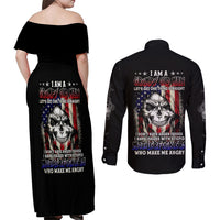American Skull Couples Matching Off Shoulder Maxi Dress and Long Sleeve Button Shirts Grumpy Old Man Motherfuckers Who Make Me Angry - Wonder Print Shop