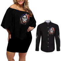 American Skull Couples Matching Off Shoulder Short Dress and Long Sleeve Button Shirts Grumpy Old Man Motherfuckers Who Make Me Angry - Wonder Print Shop