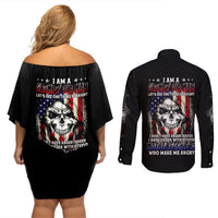 American Skull Couples Matching Off Shoulder Short Dress and Long Sleeve Button Shirts Grumpy Old Man Motherfuckers Who Make Me Angry - Wonder Print Shop