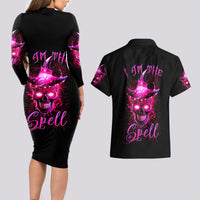Witch Skull Couples Matching Long Sleeve Bodycon Dress and Hawaiian Shirt Iam The Spell - Wonder Print Shop
