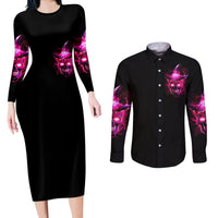 Witch Skull Couples Matching Long Sleeve Bodycon Dress and Long Sleeve Button Shirts Iam The Spell - Wonder Print Shop