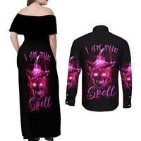 Witch Skull Couples Matching Off Shoulder Maxi Dress and Long Sleeve Button Shirts Iam The Spell - Wonder Print Shop