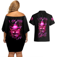 Witch Skull Couples Matching Off Shoulder Short Dress and Hawaiian Shirt Iam The Spell - Wonder Print Shop