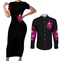 Witch Skull Couples Matching Short Sleeve Bodycon Dress and Long Sleeve Button Shirts Iam The Spell - Wonder Print Shop