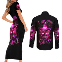 Witch Skull Couples Matching Short Sleeve Bodycon Dress and Long Sleeve Button Shirts Iam The Spell - Wonder Print Shop