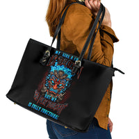 Tiki Skull Leather Tote Bag I Give A Fuck Is Broken But My Go Fuck Yourself - Wonder Print Shop