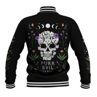 Cat Skull Baseball Jacket Purr Evill - Wonder Print Shop