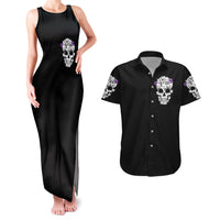 Cat Skull Couples Matching Tank Maxi Dress and Hawaiian Shirt Purr Evill - Wonder Print Shop