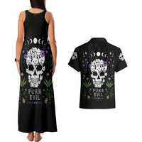 Cat Skull Couples Matching Tank Maxi Dress and Hawaiian Shirt Purr Evill - Wonder Print Shop