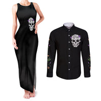 Cat Skull Couples Matching Tank Maxi Dress and Long Sleeve Button Shirts Purr Evill - Wonder Print Shop