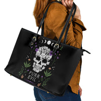 Cat Skull Leather Tote Bag Purr Evill - Wonder Print Shop