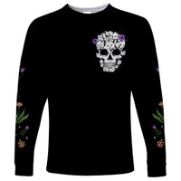 Cat Skull Long Sleeve Shirt Purr Evill - Wonder Print Shop