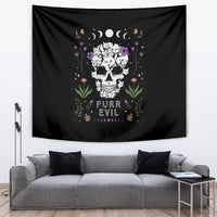 Cat Skull Tapestry Purr Evill - Wonder Print Shop