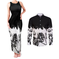 Fire Skull Couples Matching Tank Maxi Dress and Long Sleeve Button Shirts Scream In Fire - Wonder Print Shop