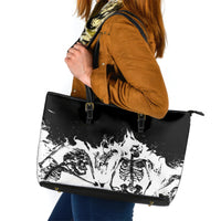 Fire Skull Leather Tote Bag Scream In Fire - Wonder Print Shop