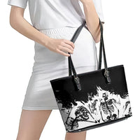 Fire Skull Leather Tote Bag Scream In Fire - Wonder Print Shop