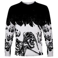 Fire Skull Long Sleeve Shirt Scream In Fire - Wonder Print Shop