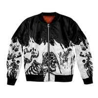 Fire Skull Sleeve Zip Bomber Jacket Scream In Fire - Wonder Print Shop