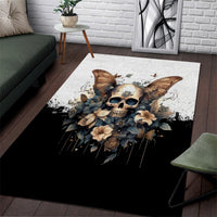 Butterfly Skull Area Rug Flower Butterfly Gothic Skull - Wonder Print Shop