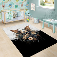 Butterfly Skull Area Rug Flower Butterfly Gothic Skull - Wonder Print Shop