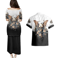 Butterfly Skull Couples Matching Puletasi Dress and Hawaiian Shirt Flower Butterfly Gothic Skull - Wonder Print Shop