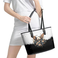 Butterfly Skull Leather Tote Bag Flower Butterfly Gothic Skull - Wonder Print Shop